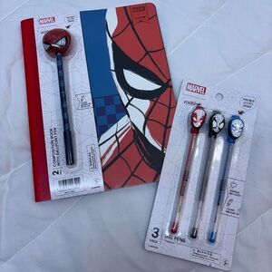 Marvel Spider-Man Red and Blue Composition Notebook and 4 pens set NEW